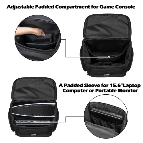 Trunab Gaming Console Backpack Compatible with PS5/PS4/PS4 Pro/PS4 Slim/Xbox One/Xbox One X/Xbox One S, Travel Carrying Bag