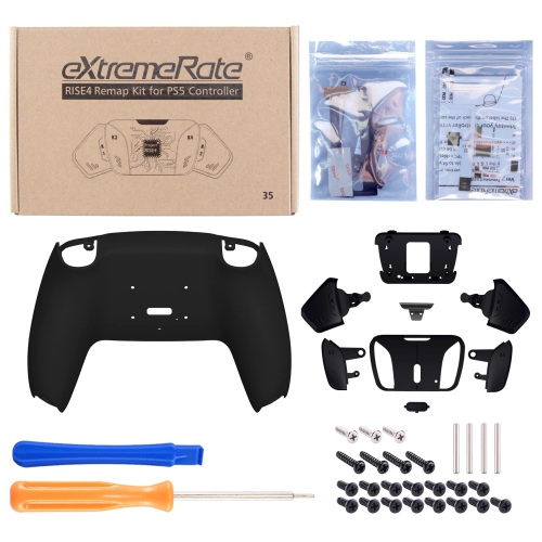 eXtremeRate Black Programable RISE4 Remap Kit for PS5 Controller BDM 010 & BDM 020, Upgrade Board & Redesigned Back Shell &