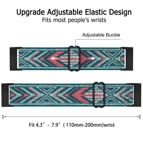 2 Pack Adjustable Elastic Bands Compatible for for Fitbit Charge 4 / Fitbit Charge 3 / Fitbit Charge 3 SE, Soft Stretchy Nyl