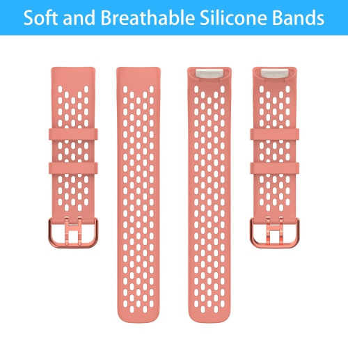 4 Pack Silicone Bands Compatible with Fitbit Charge 5 Bands Women Men, Adjustable Breathable Soft Silicone Sport Watch Band