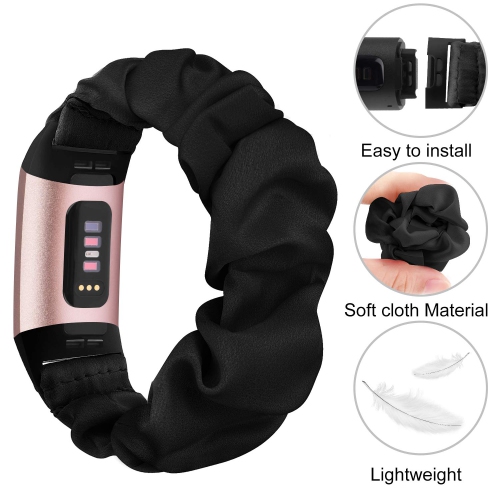 Small Scrunchie Bands Compatible with Fitbit Charge 4 & Fitbit Charge 3 Scrunchie band Women Girls, Soft Elastic Scrunchy Cloth Fabric Strap