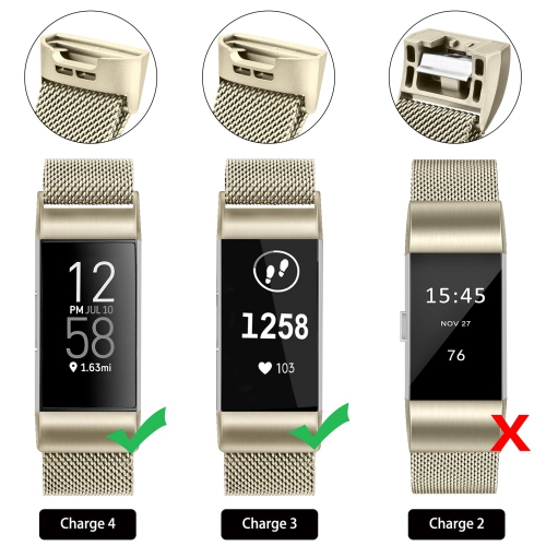 Amzpas Metal Band Compatible with Fitbit Charge 4 Bands, Fitbit Charge 3 / Fitbit Charge 3 SE Bands, Adjustable Stainless Me