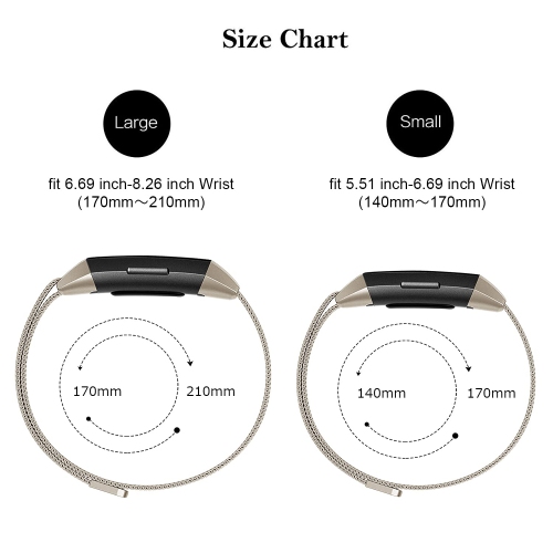 Amzpas Metal Band Compatible with Fitbit Charge 4 Bands, Fitbit Charge 3 / Fitbit Charge 3 SE Bands, Adjustable Stainless Me
