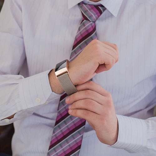 Amzpas Metal Band Compatible with Fitbit Charge 4 Bands, Fitbit Charge 3 / Fitbit Charge 3 SE Bands, Adjustable Stainless Me