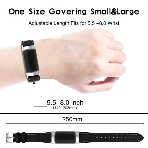 Genuine Leather Wrist Bands for Fitbit Charge 5 Advanced Fitness & Health Tracker Accessories Replacement Sports Watchbands