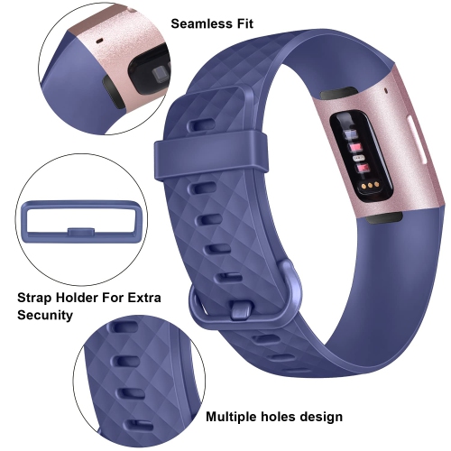 6 Pack Bands Compatible with Fitbit Charge 4 / Fitbit Charge 3 / Fitbit Charge 3 SE, Classic Soft Sport Replacement Wristban