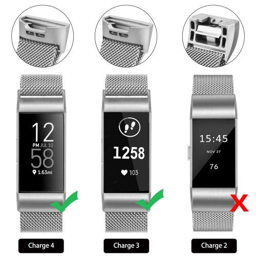 Amzpas Metal Band Compatible with Fitbit Charge 4 Bands, Fitbit Charge 3 / Fitbit Charge 3 SE Bands, Adjustable Stainless Me