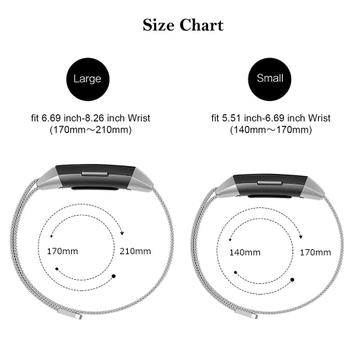 Amzpas Metal Band Compatible with Fitbit Charge 4 Bands, Fitbit Charge 3 / Fitbit Charge 3 SE Bands, Adjustable Stainless Me