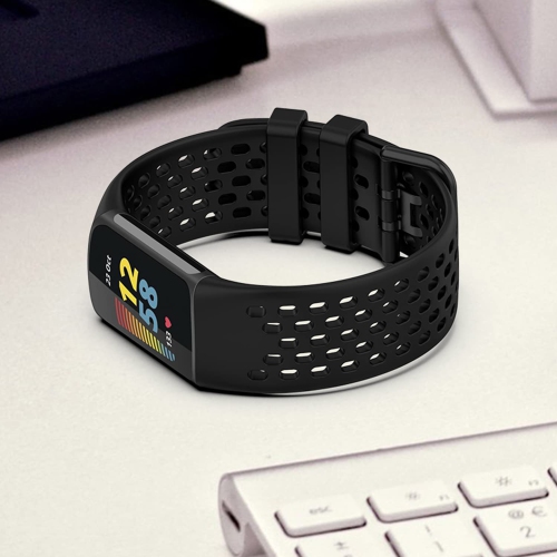 4 Pack Silicone Bands Compatible with Fitbit Charge 5 Bands Women Men, Adjustable Breathable Soft Silicone Sport Watch Band