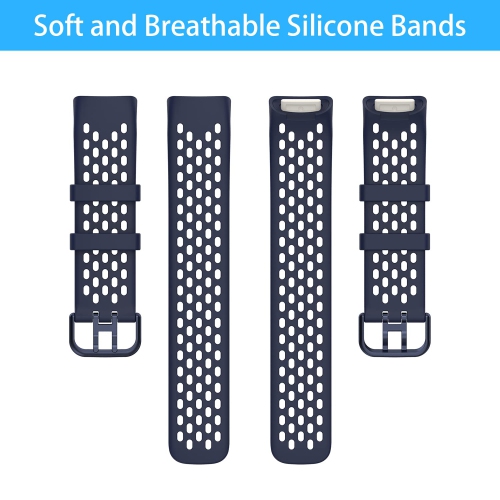 4 Pack Silicone Bands Compatible with Fitbit Charge 5 Bands Women Men, Adjustable Breathable Soft Silicone Sport Watch Band