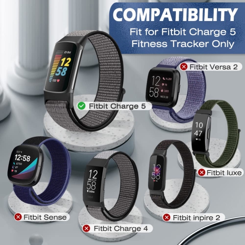 AVOD Sport Loop Nylon Watch Bands Only Compatible with Fitbit Charge 5 Bands, Adjustable Breathable Replacement Soft Nylon L