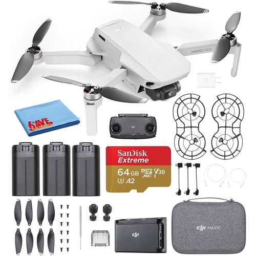 DJI Mavic Mini Fly More Combo Ultralight Quadcopter Drone with 64GB Memory  Card
