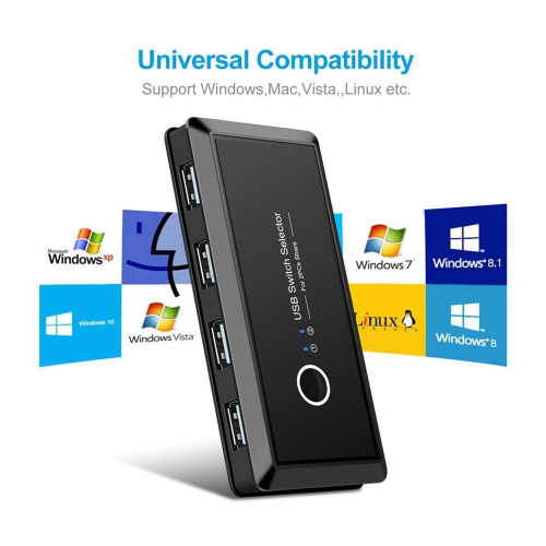 SuperGooDeal – Commutateur de partage/sélecteur USB 2.0, 2 partage d’ordinateur, 4 appareils USB KVM