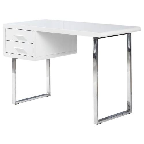 BEST MASTER  Modern 2-Drawer Poplar Wood Computer Desk In White High Gloss