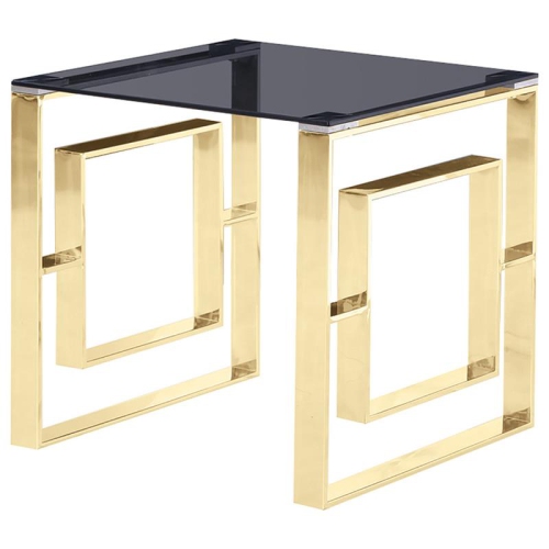 BEST MASTER  Mallory Stainless Steel And Smoked Glass End Table In In Gold
