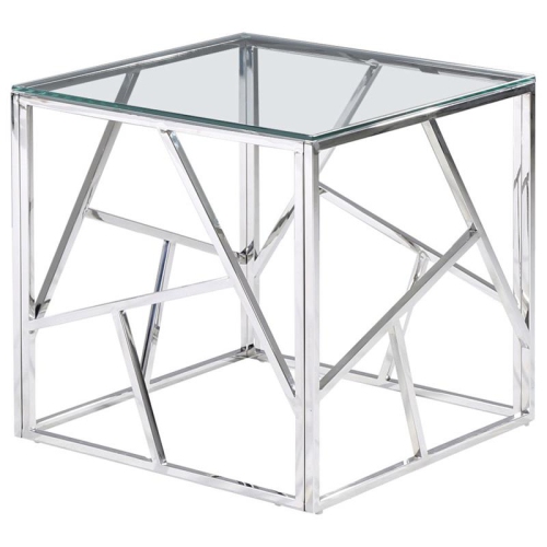 BEST MASTER  Morganna Stainless Steel Living Room End Table In In Silver