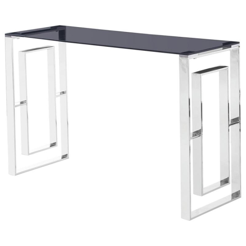 BEST MASTER  Mallory Stainless Steel And Smoked Glass Console Table In In Silver