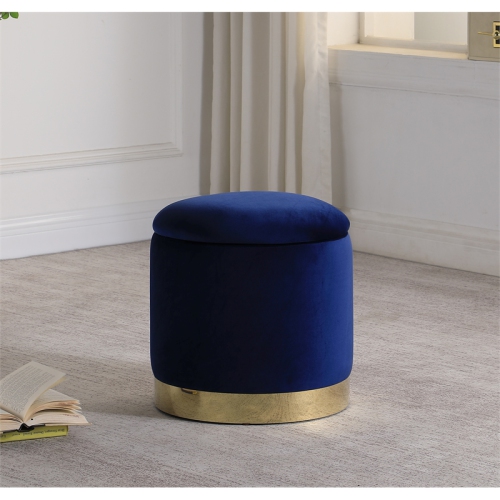 BEST MASTER Jacobson Tufted Velvet Blue Accent Ottoman