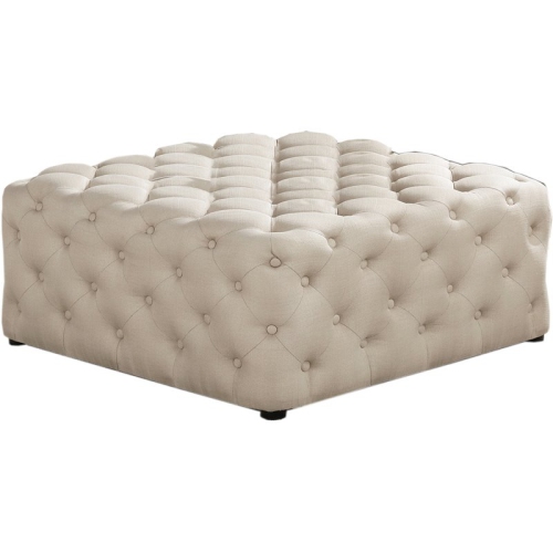BEST MASTER  Furniture Kelly Square Transitional Linen Fabric Ottoman In In Beige