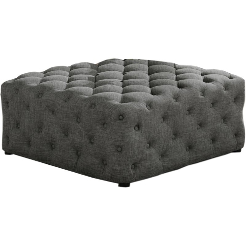 BEST MASTER  Furniture Kelly Square Transitional Linen Fabric Ottoman In Gray