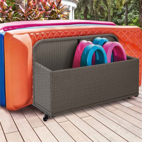Afuera Living Contemporary Wicker Patio Float Caddy in Weathered Gray