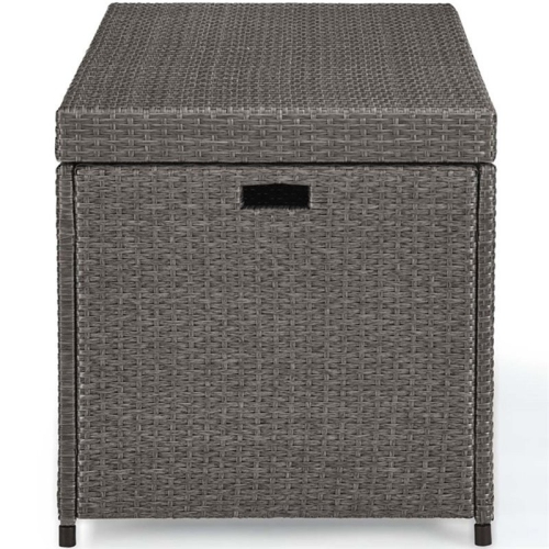 Crosley Palm Harbor Wicker Patio Deck Box in Weathered Gray
