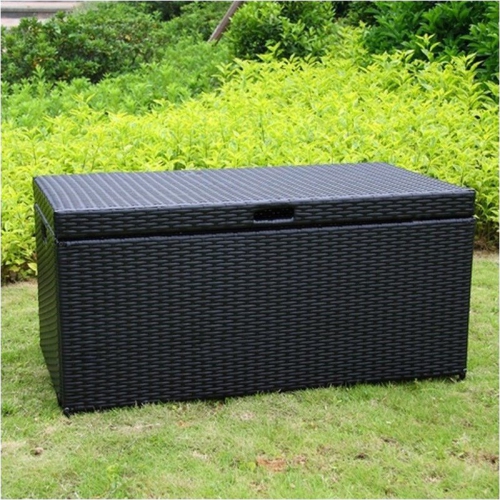 BOWERY HILL  Wicker Patio Storage Deck Box In In Black