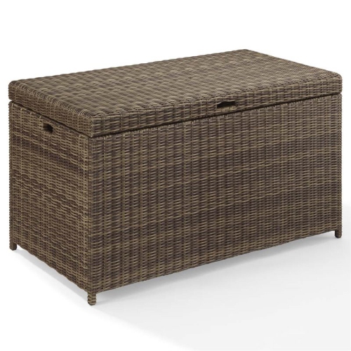 CROSLEY FURNITURE Crosley Bradenton Wicker Patio Deck Box In Weathered Brown