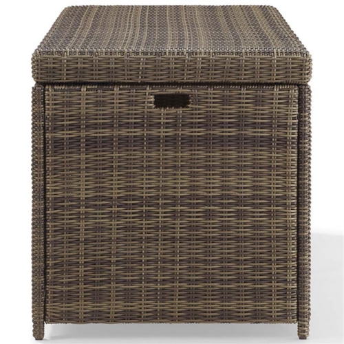 Crosley Bradenton Wicker Patio Deck Box in Weathered Brown