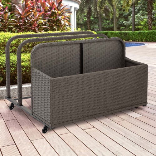 Crosley Palm Harbor Coastal Wicker / Rattan Patio Float Caddy in Weathered Gray