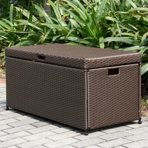 JECO INC.  Jeco Wicker Patio Storage Deck Box In Espresso
