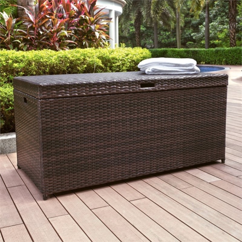 Pemberly Row Outdoor Wicker Storage Bin