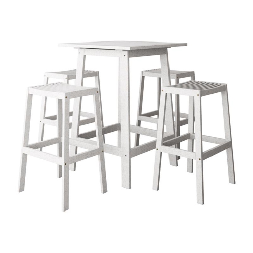 CorLiving Miramar White Washed Wood Outdoor Pub Set - 5pc