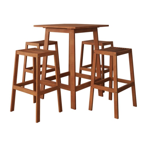 CorLiving Miramar Natural Hard Wood Outdoor Pub Set - 5pc