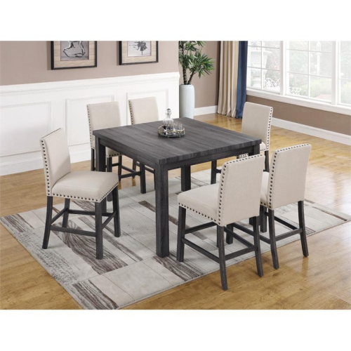 Best Master Hadley Solid Wood Counter Height Chair - Light Gray/Beige