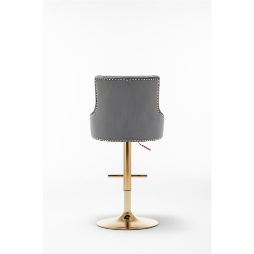 Brightcast 2-piece Velvet Tufted Gold Bar Stools in Dark Gray