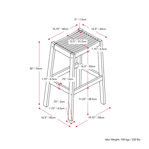 CorLiving Miramar Natural Hard Wood Outdoor Bar Stool