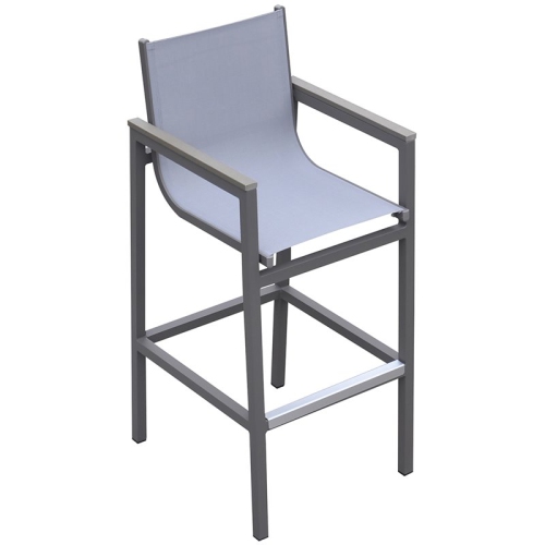 Armen Living Marina Modern Aluminum 31" Patio Bar Stool in Gray