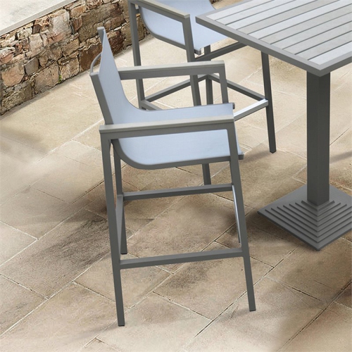 Armen Living Marina Modern Aluminum 31" Patio Bar Stool in Gray