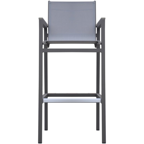 Armen Living Marina Modern Aluminum 31" Patio Bar Stool in Gray