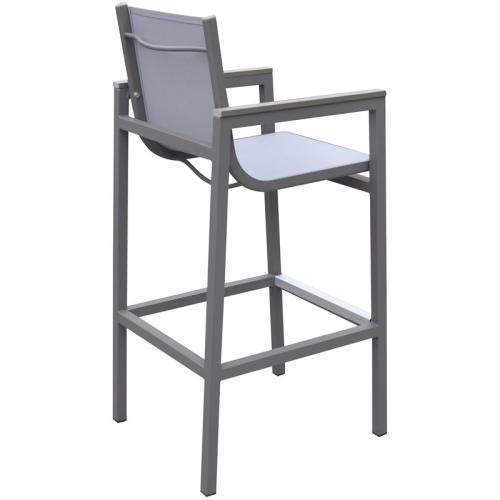 Armen Living Marina Modern Aluminum 31" Patio Bar Stool in Gray
