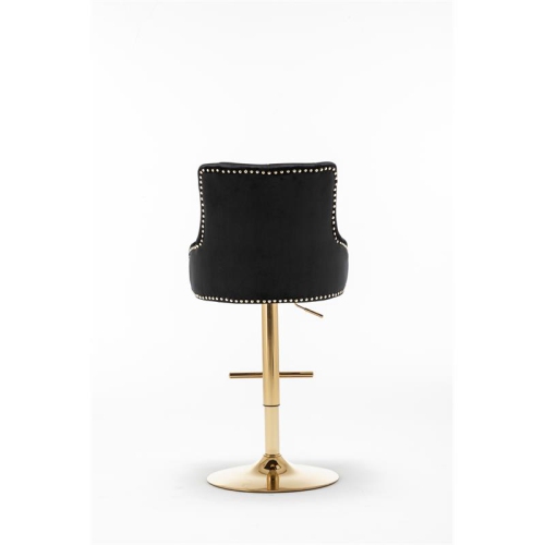 Brightcast 2-piece Velvet Tufted Gold Bar Stools in Black