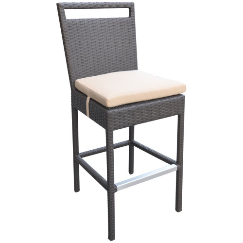 Armen Living Tropez Modern Aluminum 29" Patio Bar Stool in Gray and Beige