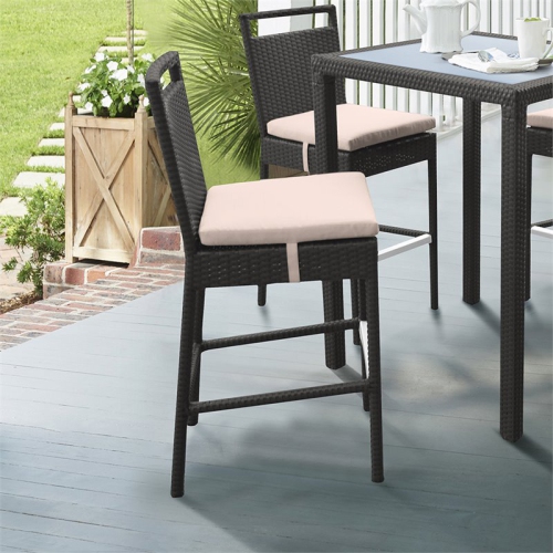 Armen Living Tropez Modern Aluminum 29" Patio Bar Stool in Gray and Beige