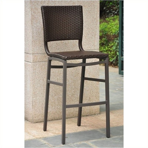 Pemberly Row Resin Wicker Aluminum Bar-height Patio Bar Stool