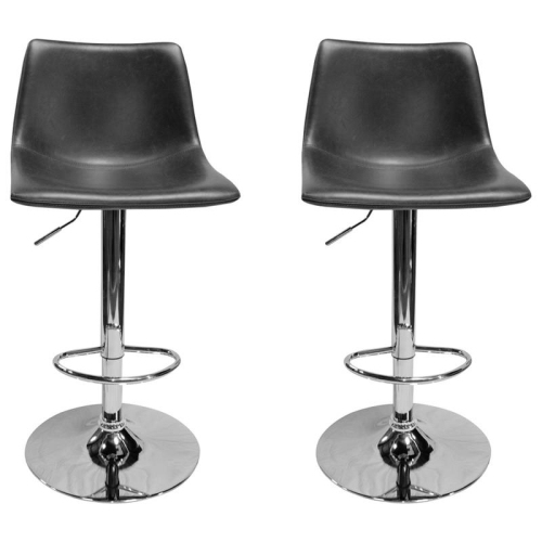 BEST MASTER  Jimmy Dean Faux Leather Adjustable Swivel Bar Stool (Set Of 2) In Gray