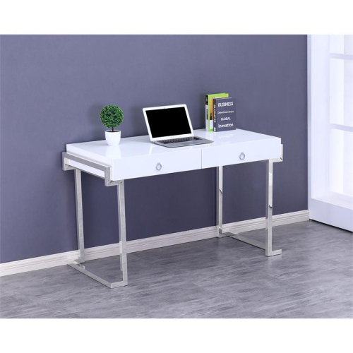 Best Master Juneau Modern 2-Drawer Engineered Wood Computer Desk in Silver