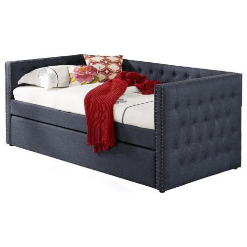 Best Master Tufted Fabric With Nailhead, Best Twin Daybed With Trundle