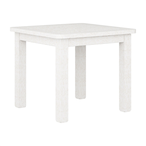 CorLiving Miramar White Washed Wood Outdoor Chair and Side Table 3pc Set