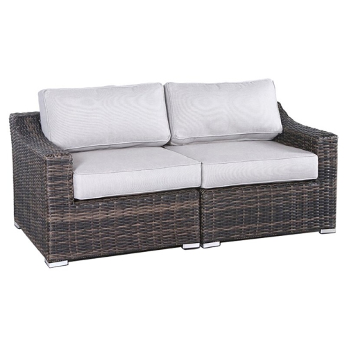 LIVING SOURCE  International Outdoor Wicker Loveseat W/ Cushion In Espresso/gray
